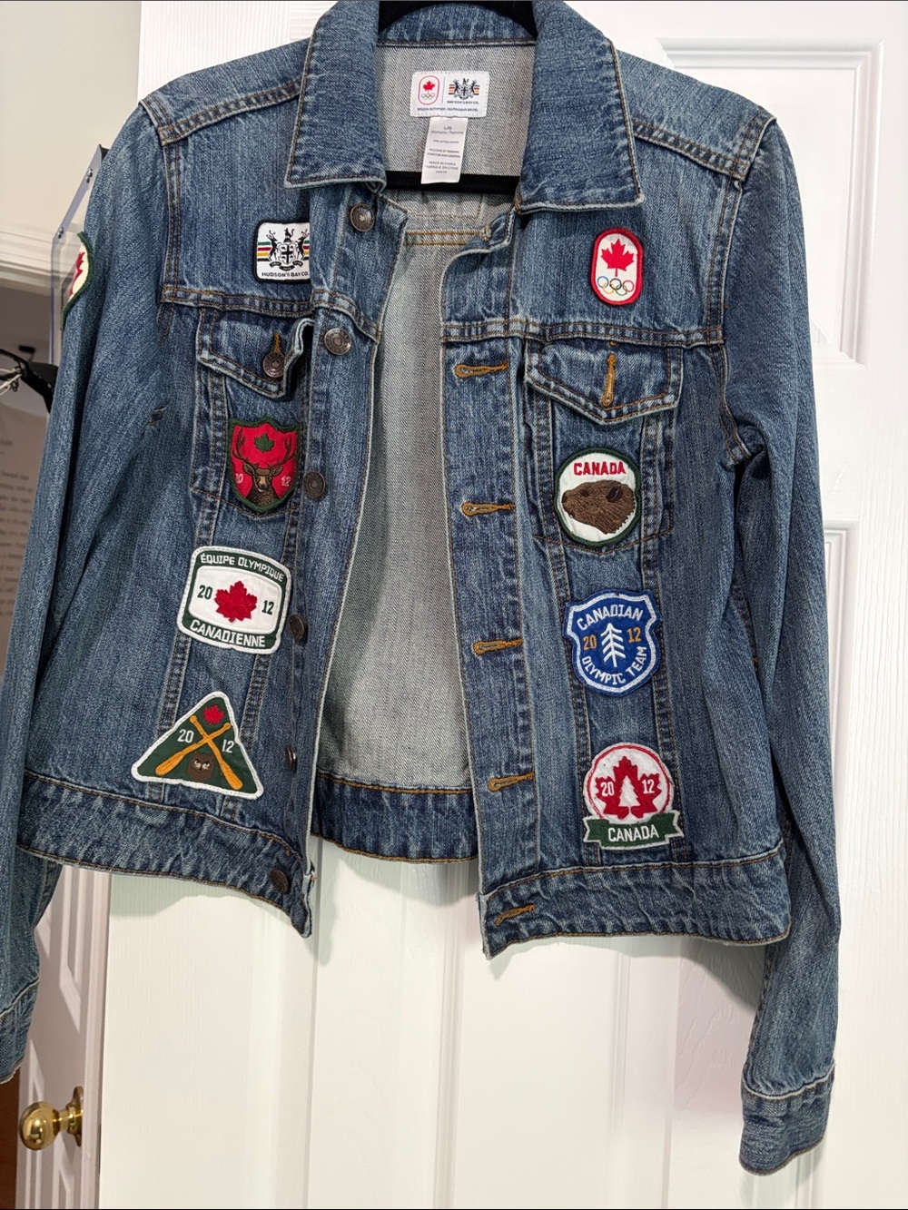 Canadian Blue Denim Jacket with Canadian Olympic Patches